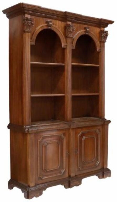 Appraisal: Italian mahogany stepback bookcase th c molded cornice foliated and