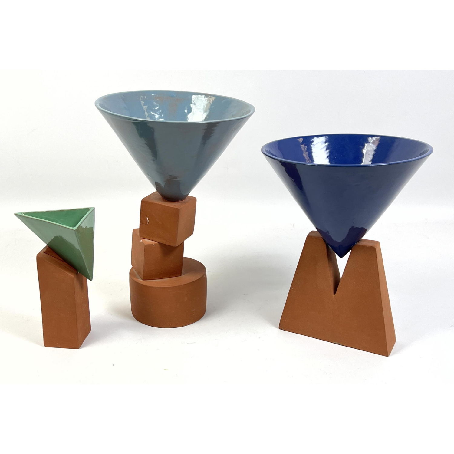 Appraisal: pc LYNNE CHYTILO Abstract Pottery Sculptures Terracotta bases with glazed