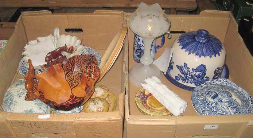 Appraisal: Two Trays of various pottery to include Midwinter Blue White