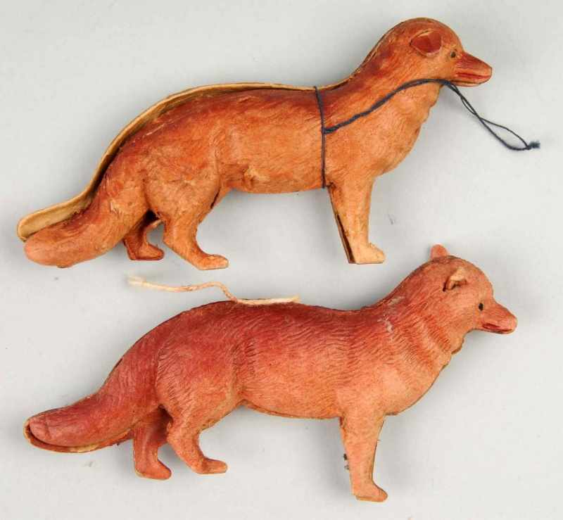 Appraisal: Lot of German Dresden Fox Ornaments Description Three dimensional Minor