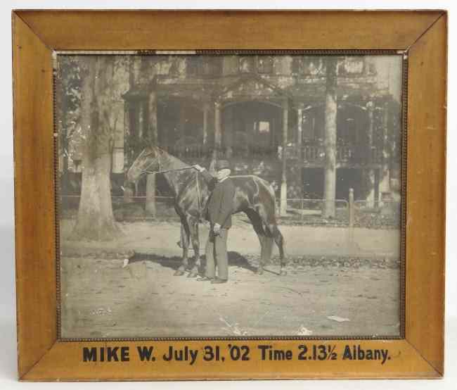 Appraisal: Early framed racing horse photo frame marked ''Mike W July