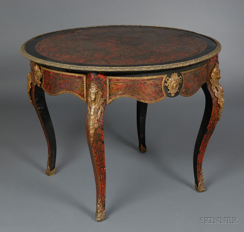 Appraisal: Napoleon III Style Circular Boullework and Ormolu-mounted Ebonized Center Table