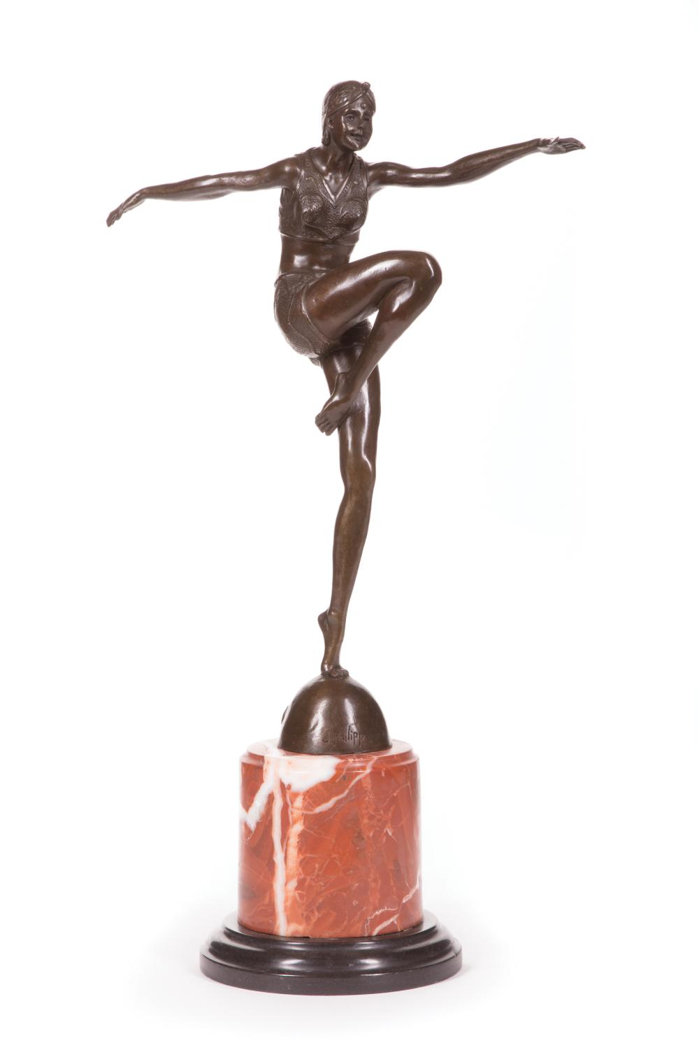 Appraisal: Art Deco-Style Bronze Figure of a Dancer after Johan Philipp