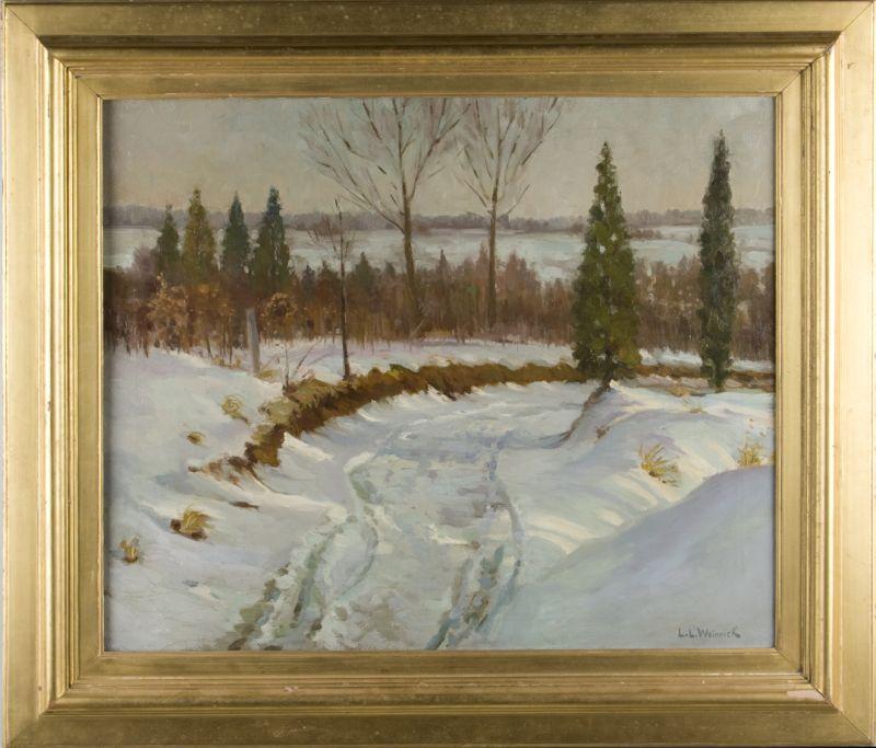 Appraisal: Leo L Weinrich Am th c Winter Road oil on