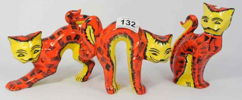 Appraisal: Lorna Bailey Limited Edition Comical Cats Set of Three Red