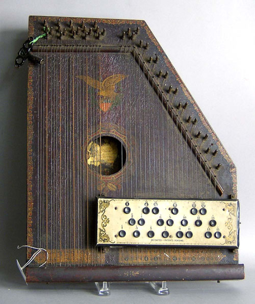 Appraisal: Painted Auto harp with American eagle h w