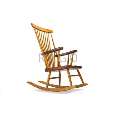 Appraisal: MICHAEL ELKAN b Rocking chair Silverton OR Fiddle back maple