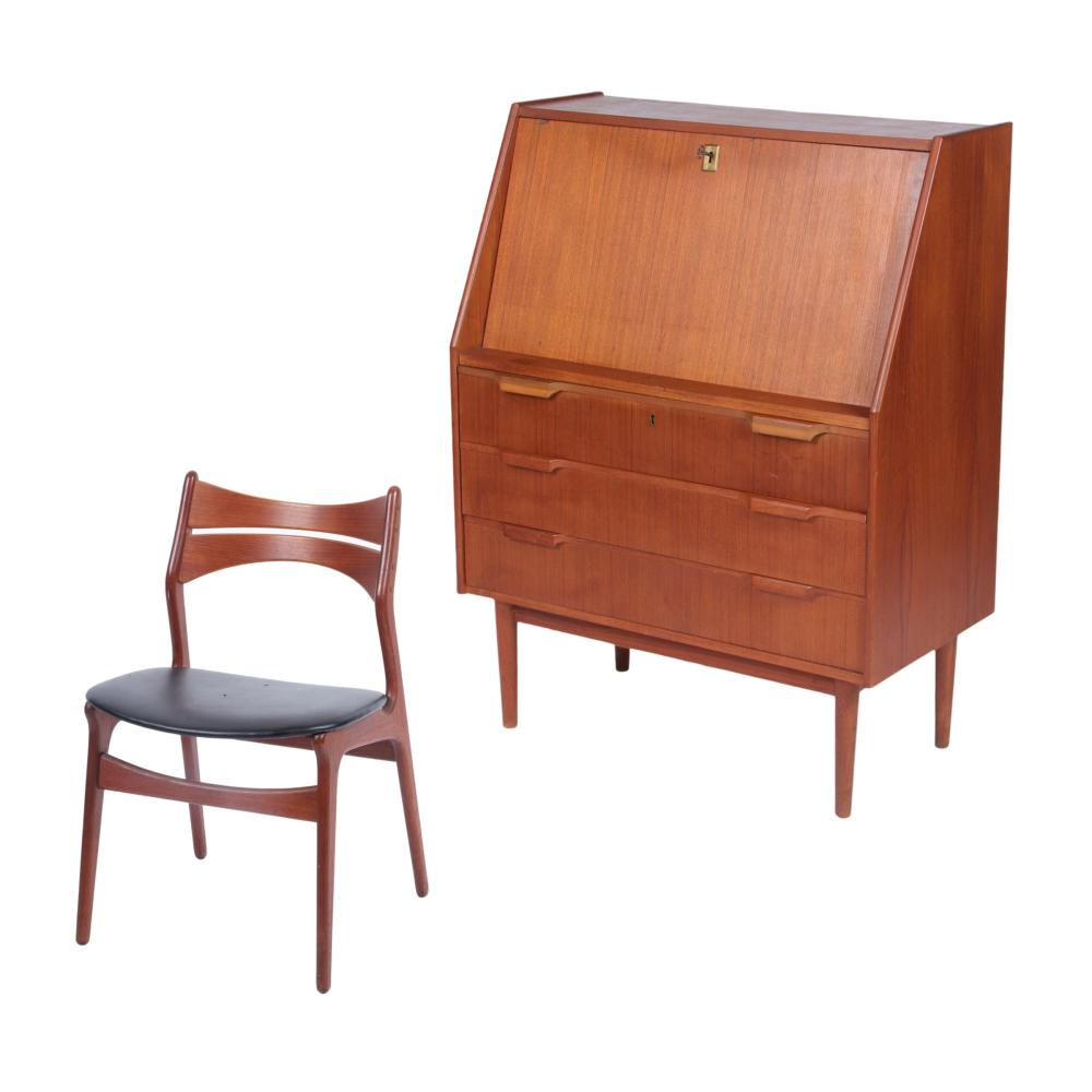 Appraisal: GUNNAR NIELSEN TIBERGAARD DENMARK DANISH MODERN TEAK SECRETARY DESK WITH