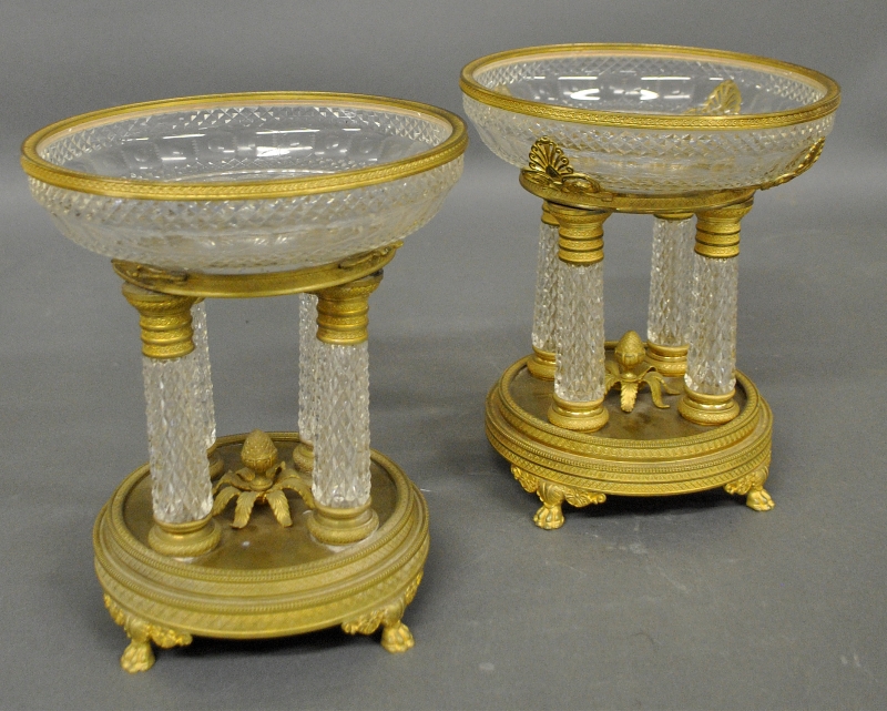 Appraisal: - Fine pair of French crystal and fire gilt centerpiece