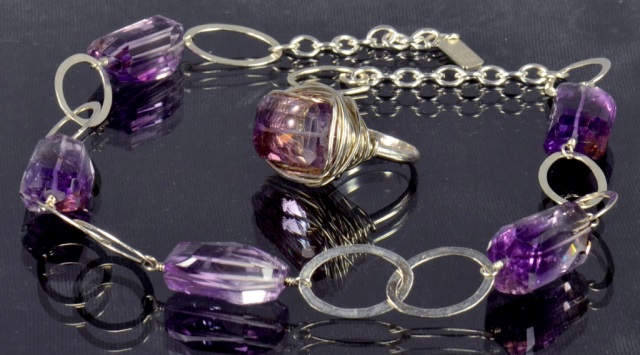 Appraisal: Rock Star Nest Ring With Necklace By Judith BrightHaving amethyst