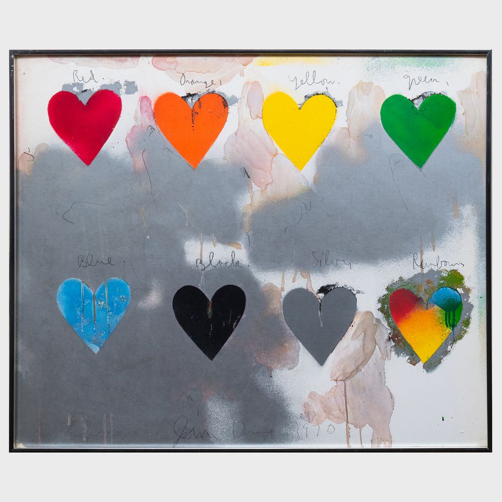 Appraisal: Jim Dine b Hearts Photolithograph in colors on wove paper