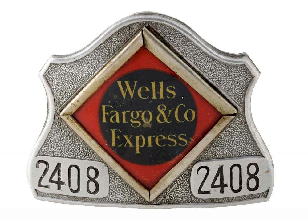 Appraisal: Wells Fargo Co Express Hat Badge Numbered on both sides