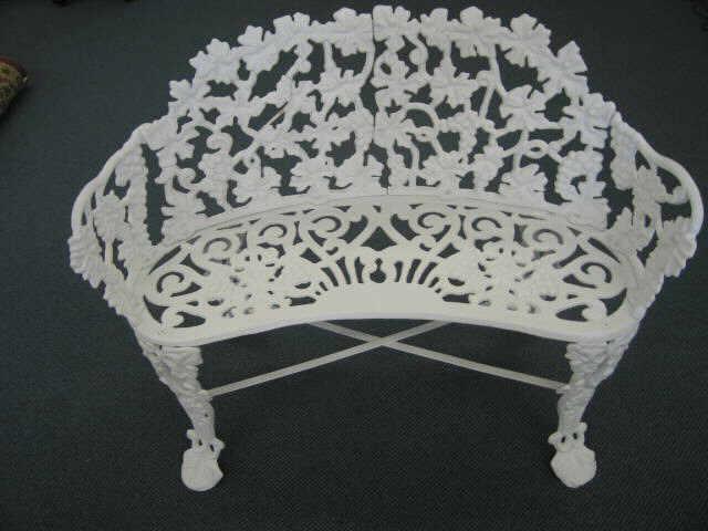 Appraisal: Cast Iron Garden Bench grape vine decor