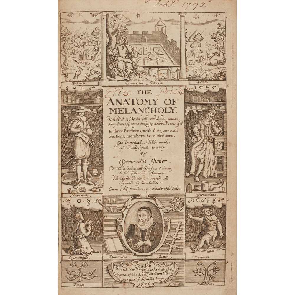 Appraisal: BURTON ROBERT THE ANATOMY OF MELANCHOLY London Henry Cripps to