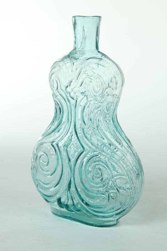 Appraisal: SCROLL FLASK Probably Pittsburgh Pennsylvania - glass GIX- aqua pint