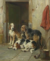 Appraisal: John Sargent Noble RBA British - Otterhounds Oil on canvas