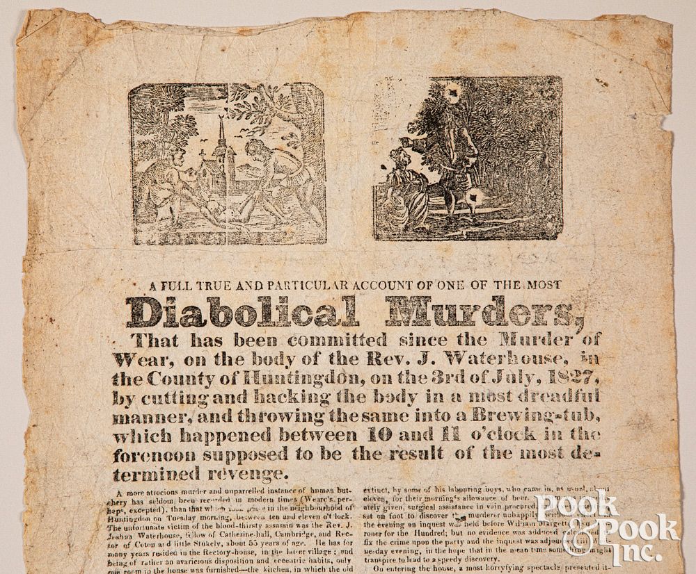 Appraisal: English broadside outlining a Diabolical Murder English broadside outlining the