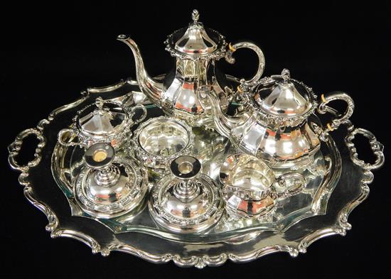 Appraisal: STERLING SILVER Eugen Ferner sterling handmade coffee and tea service