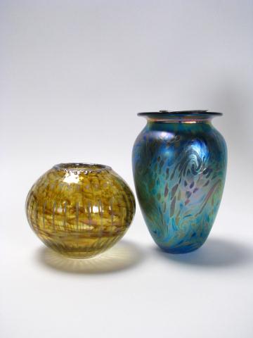 Appraisal: Two art glass vases including Eikholt Art Glass Vase signed