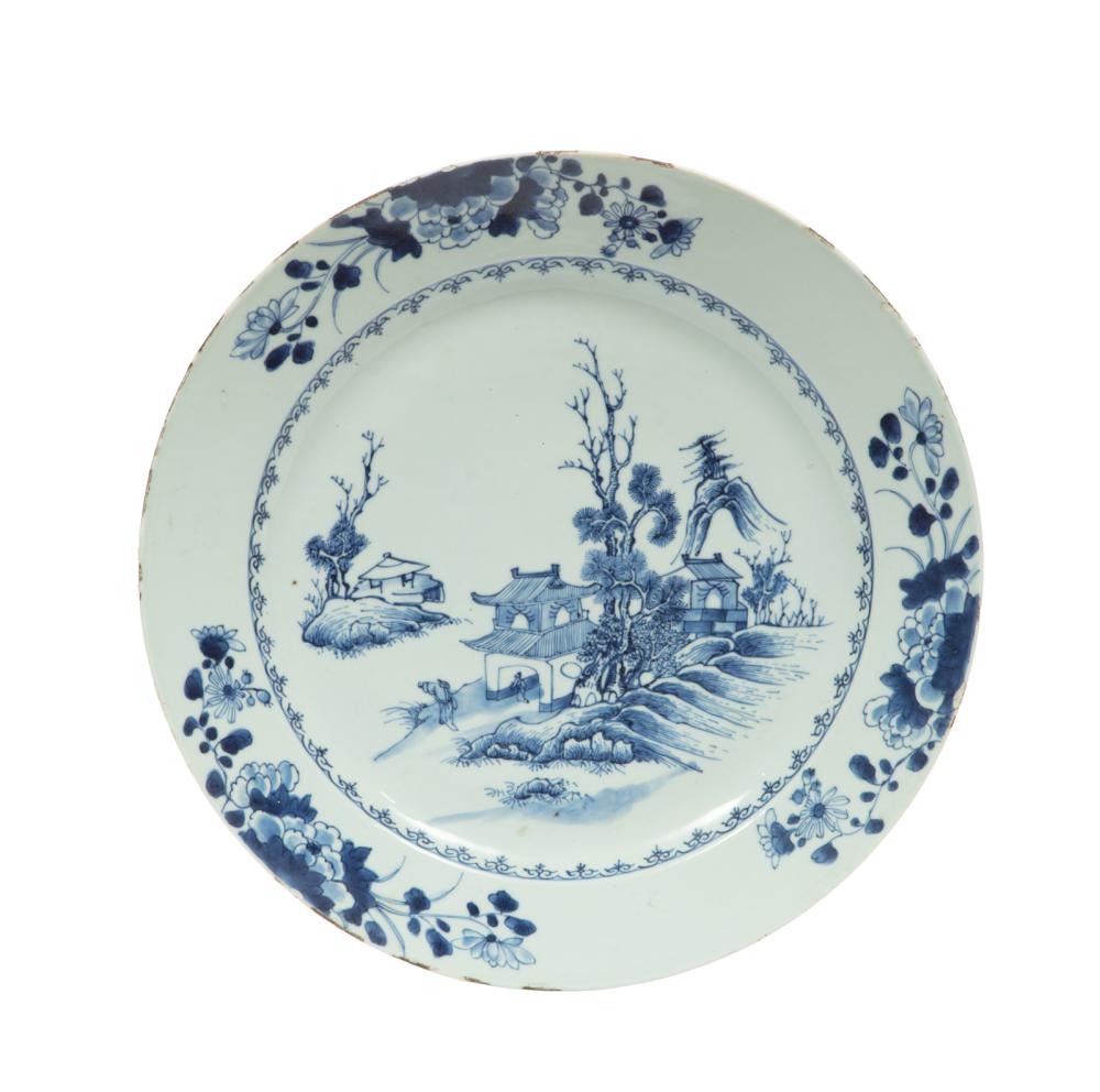 Appraisal: Chinese Export Blue and White Porcelain Charger Qing Dynasty -