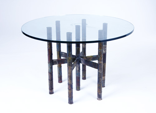 Appraisal: PAUL EVANS Dinette table with plate glass top resting on