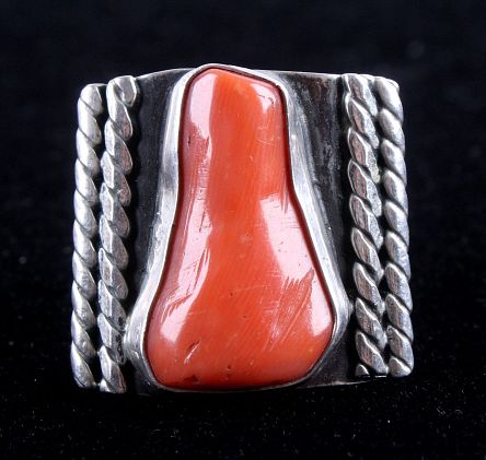 Appraisal: Navajo Ox Blood Coral Sterling Silver Ring Included in this