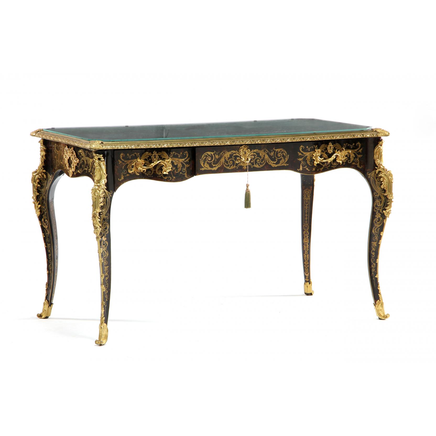 Appraisal: Louis XV Style Boulle Bureau Plat mid- th century Rococo