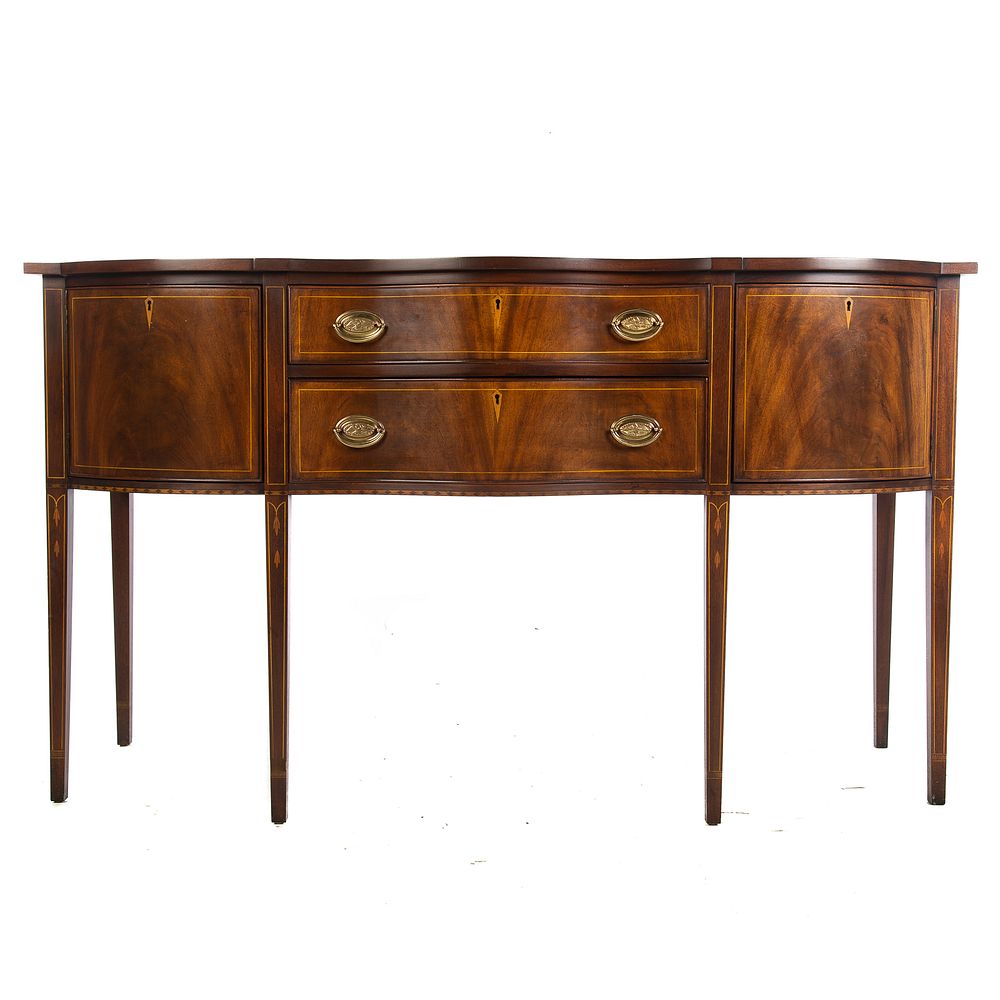 Appraisal: Henkel Harris Federal Style Serpentine Sideboard Mahogany with elaborate inlay