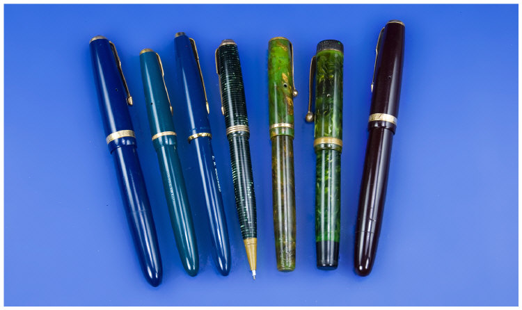 Appraisal: Six Parker Pens and One Pencil Comprising Parker Moderne in