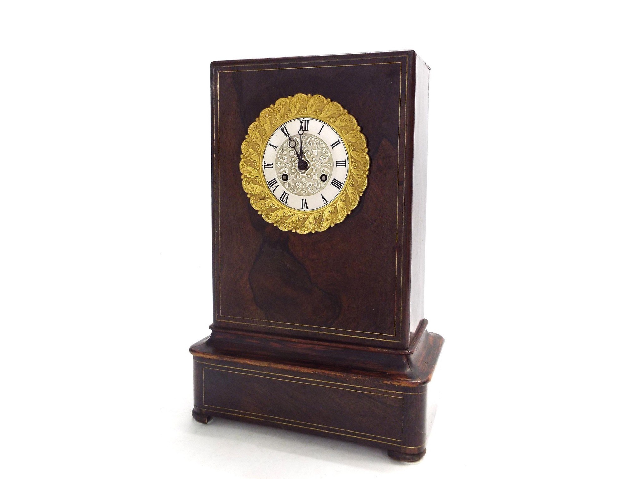 Appraisal: French rosewood two train mantel clock the movement with outside