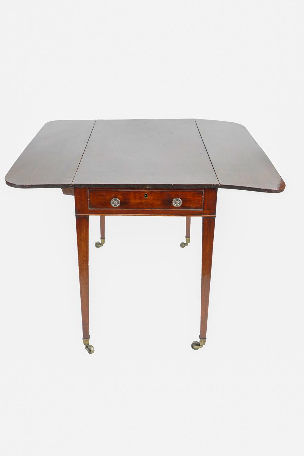 Appraisal: MAHOGANY PEMBROKE TABLEwith one drawer opposing a false drawer raised