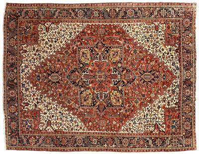 Appraisal: Heriz rug large central medallion on a salmon field in