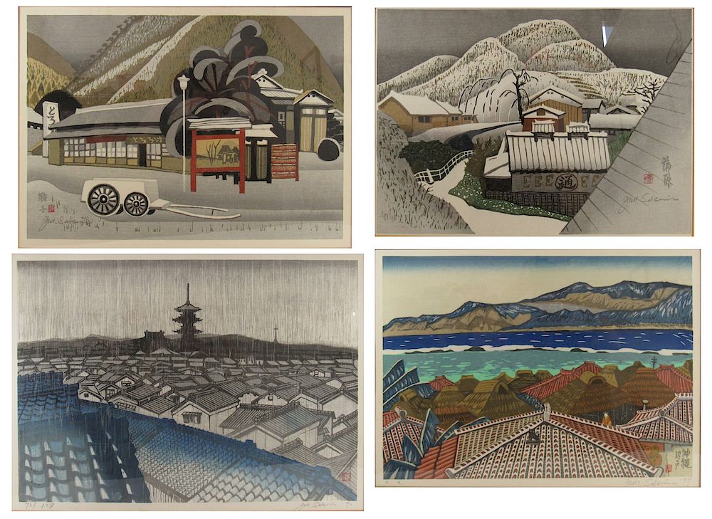 Appraisal: SEKINO Junichiro Japanese - Four Japanese woodblock prints including Kambara