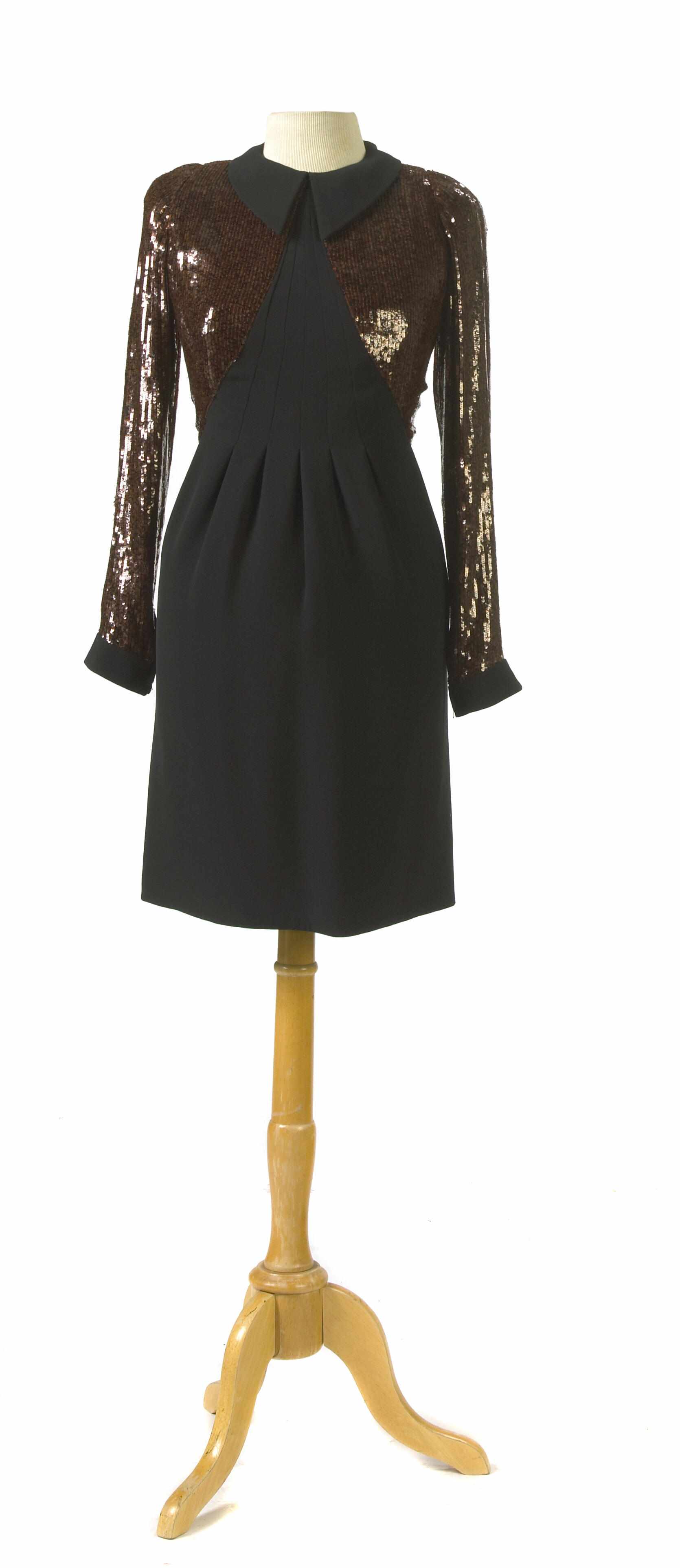 Appraisal: A Geoffrey Beene copper sequin and black crepe dress together