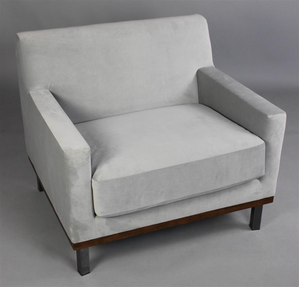 Appraisal: NEW CALVIN KLEIN GRANT ARM CHAIR IN VELVET contemporary gray