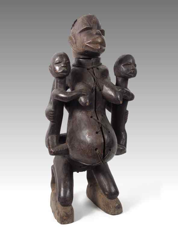 Appraisal: CARVED AFRICAN MAKONDE TANZANIA MATERNITY FIGURE LBS '' x ''