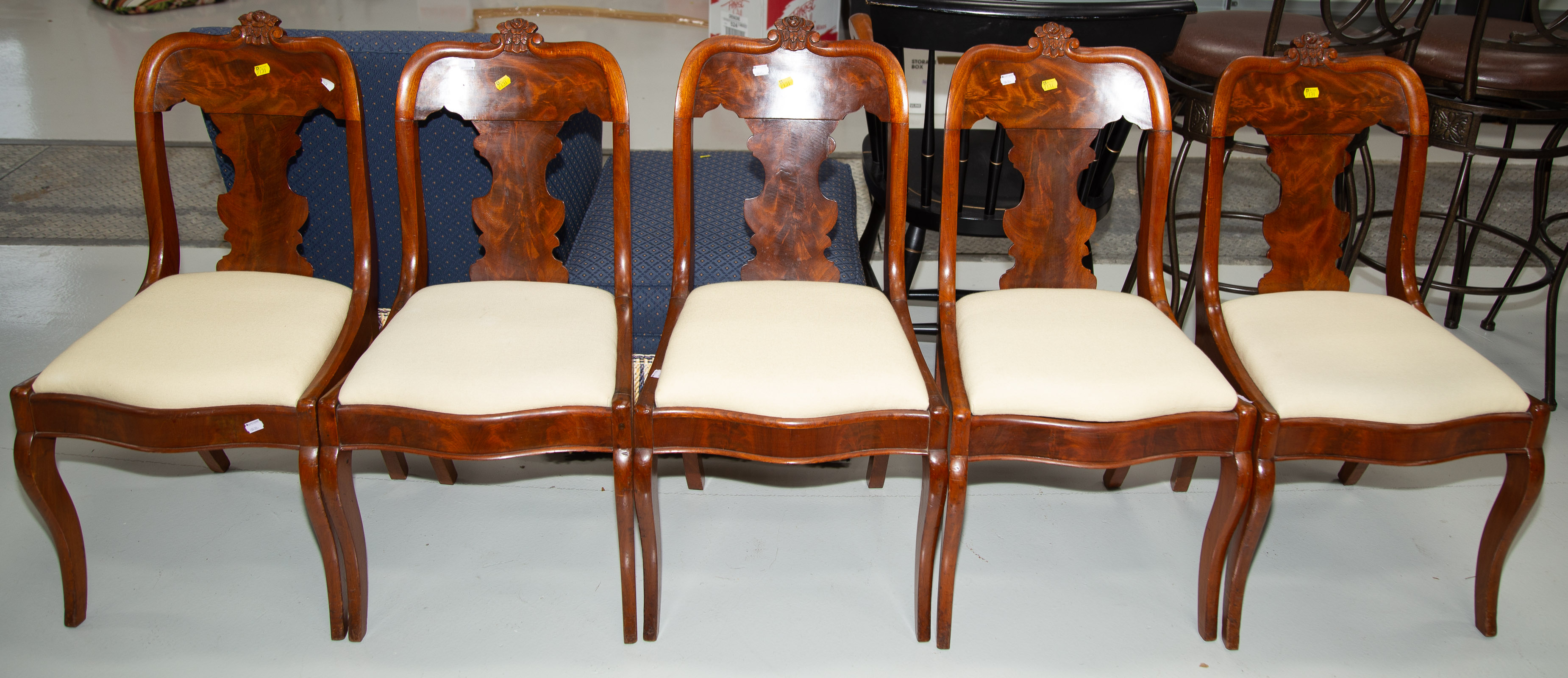 Appraisal: FIVE AMERICAN CLASSICAL MAHOGANY SIDE CHAIRS rd quarter th century