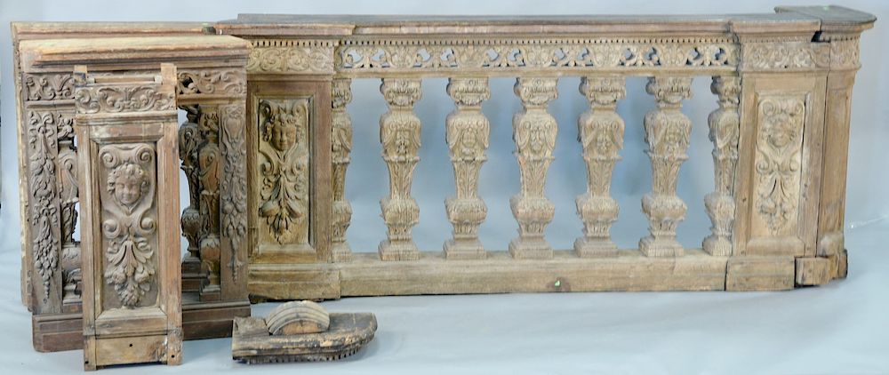 Appraisal: Carved victorian railing having large spindle with carved wheat design