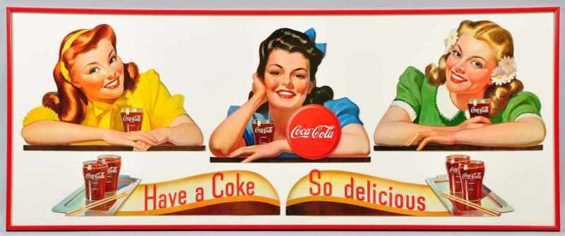 Appraisal: Coca-Cola Girls Festoon Back Bar Display Description Extremely beautiful and