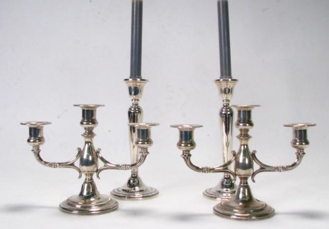 Appraisal: Two pair of weighted sterling silver candlesticks including pair of