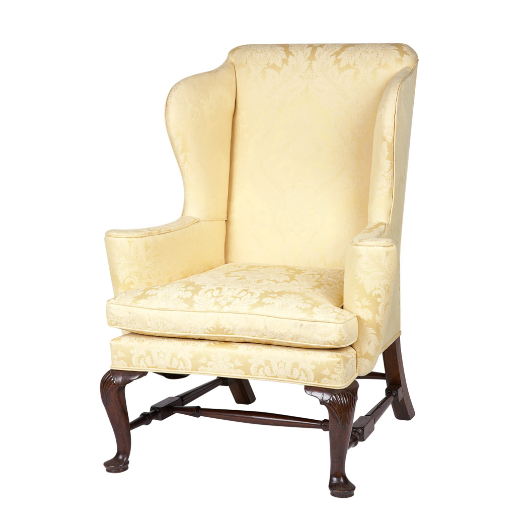 Appraisal: George I Oak and Mahogany Wing Chair First quarter of