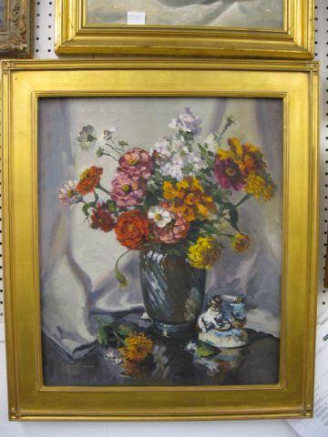 Appraisal: Irene Stry Oil Floral Still Life on canvas image area