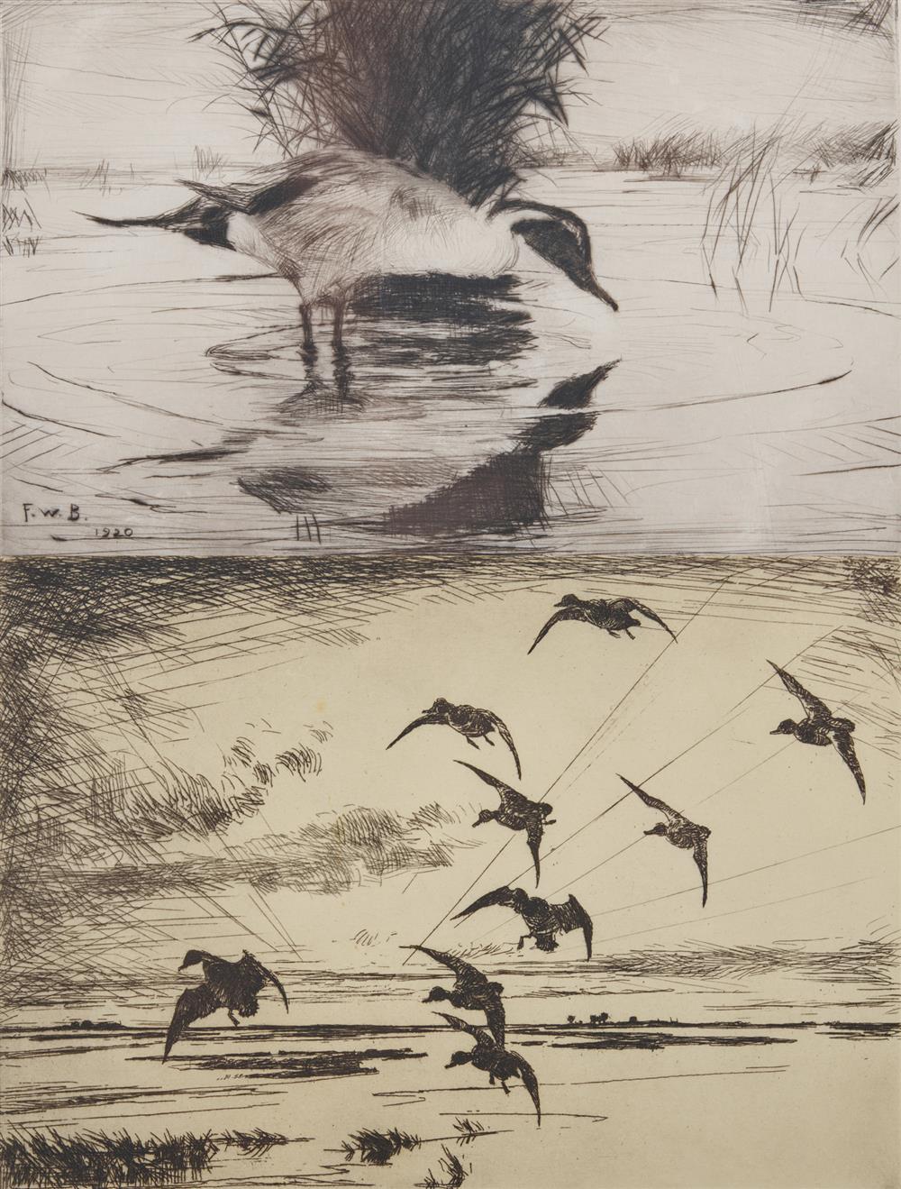 Appraisal: FRANK WESTON BENSON American - Dawn and Reflections etchings Dawn