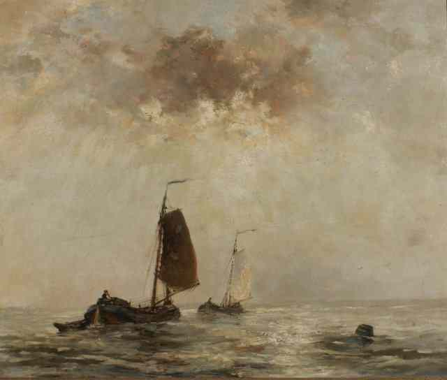 Appraisal: FOLLOWER OF THE HAGUE SCHOOL OF ARTIST'STwo fishing boats at