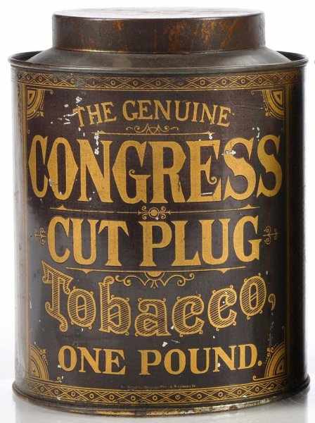 Appraisal: Congress Cut Plug Small Top Canister Description Rare one of