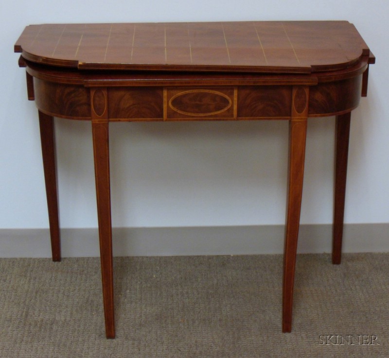 Appraisal: Inlaid Mahogany and Mahogany Veneer Card Table