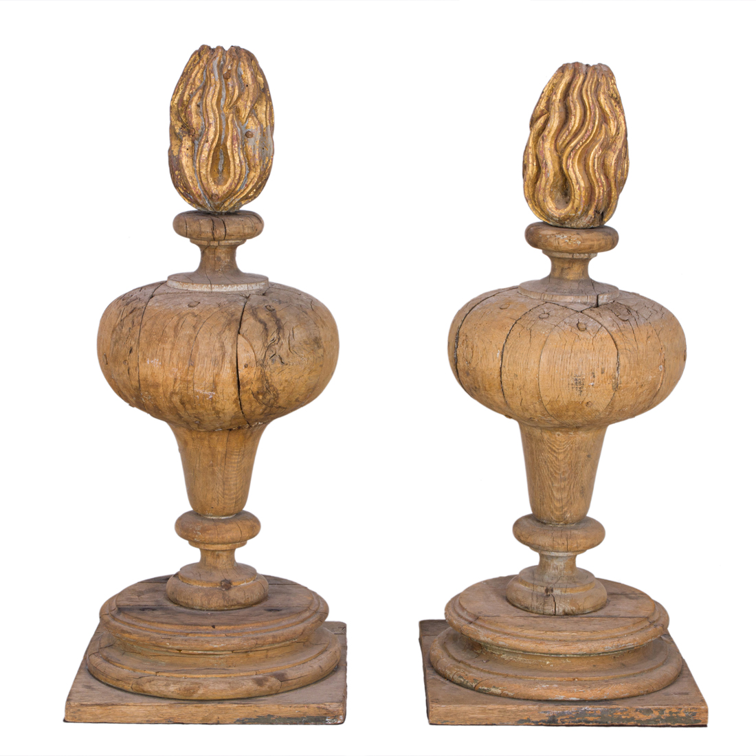 Appraisal: A LARGE PAIR OF PARCEL GILT CARVED FINIALS H X