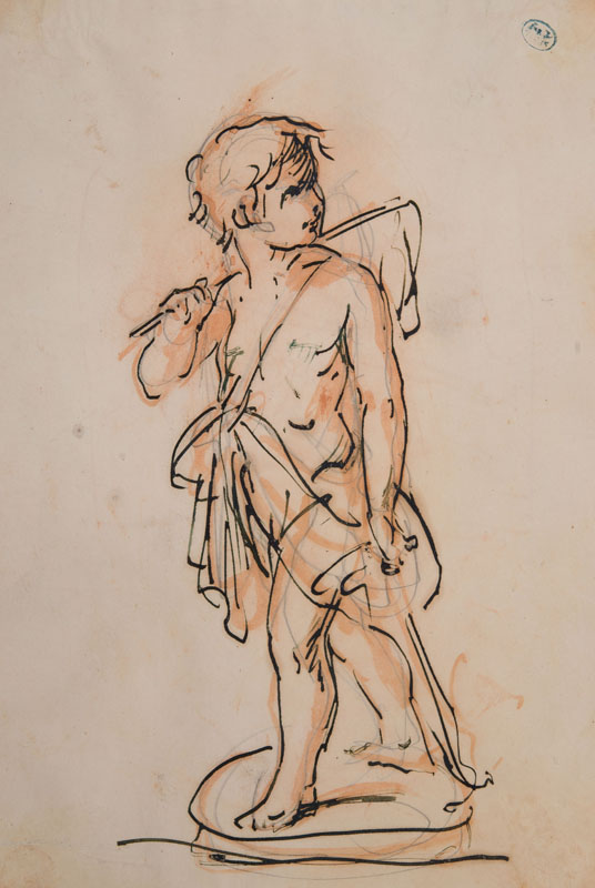 Appraisal: ITALIAN SCHOOL CUPID Ink and sanguine on wove paper unsigned