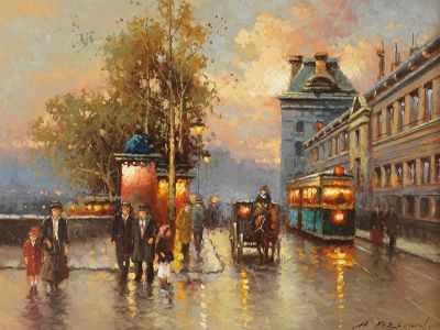 Appraisal: Yuri Kuzmin Russian b Paris Street Scene Louvre Oil on