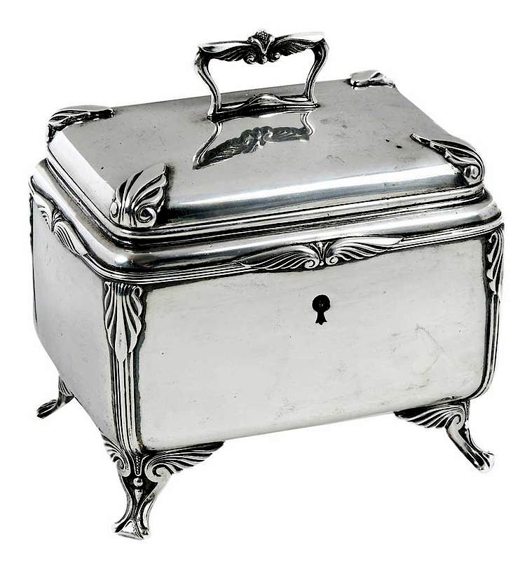 Appraisal: Art Deco Silver Tea Caddy Austo Hungarian early th century